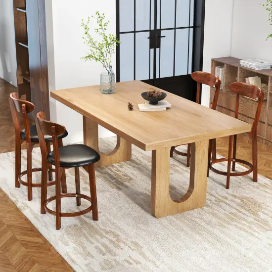 Costway 23.5" Bar Stool Set of 2/4 with Curved Backrest & Footrest Counter Height Stools {4}