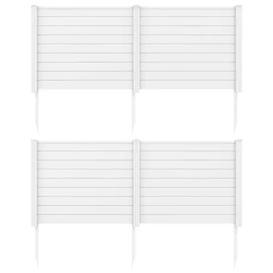 Costway 2 PCS 48"L x 37.5"H Air Conditioner Fence Screen Panel Kit with 3 Ground Stakes Black/White {8}