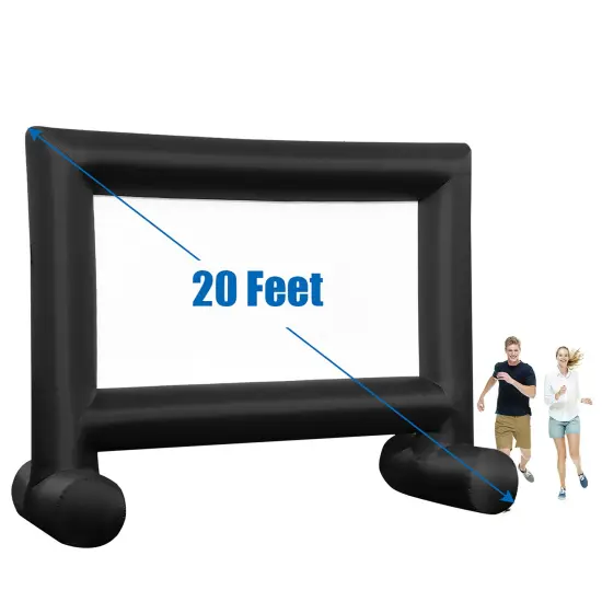 Costway 14FT\16FT\18FT\20FT InflatableProjector Screen Projection Outdoor Home Theater W/ Blower {1}