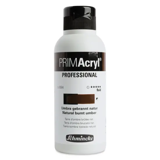 Schmincke Primacryl Professional Fluid Acrylic - Natural Burnt Umber, 250 ml bottle {1}