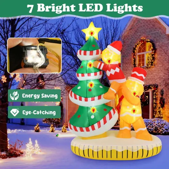 Costway 7 ft Inflatable Christmas Tree with 7Internal LED Lights & Built-in Fan for Yard {5}