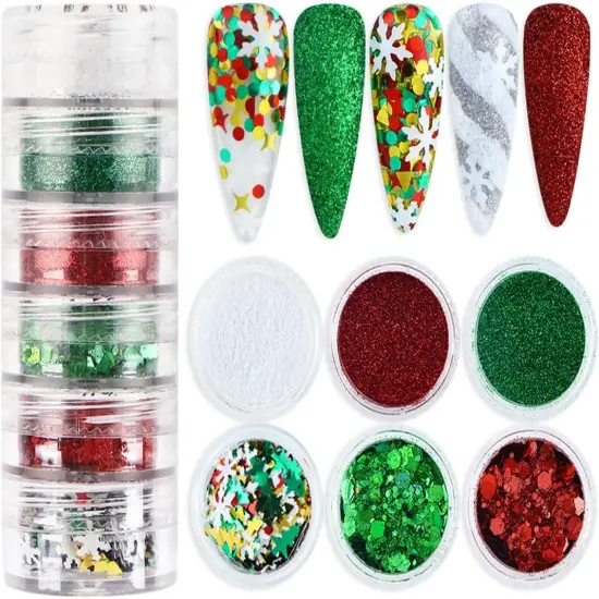 6 Boxes Christmas Nail Art Glitter Sequins 3D Holographic Winter {1}