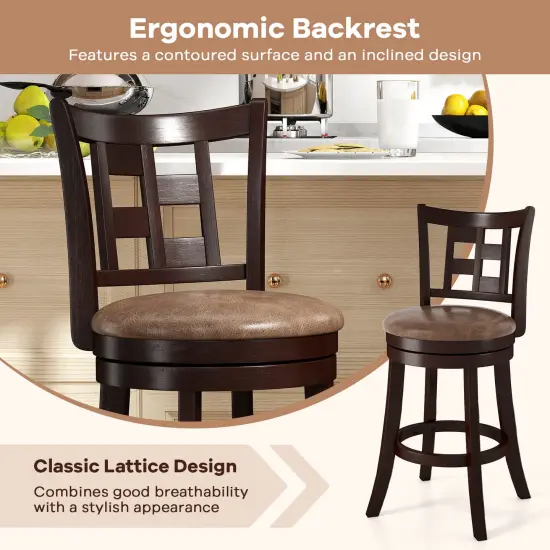 Costway Set of 2/4 Bar Stools 26" Swivel Bar Chairs with Footrest, Lattice Backrest {6}