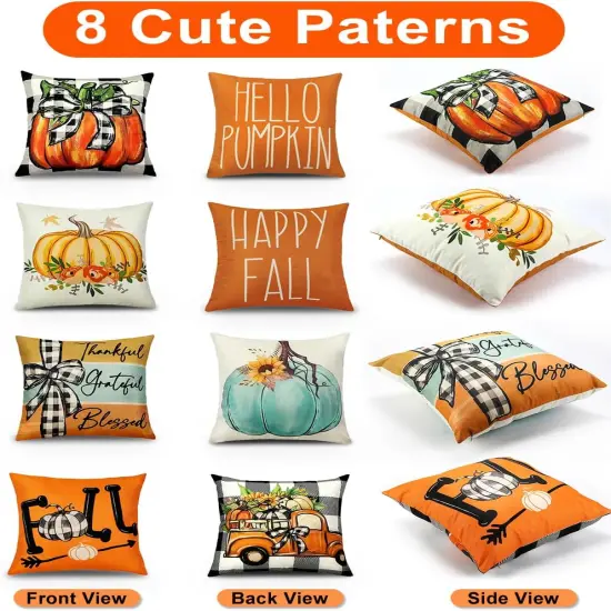 Fall Decorations Set of 4 Double-Sided Print Fall Pillow {3}