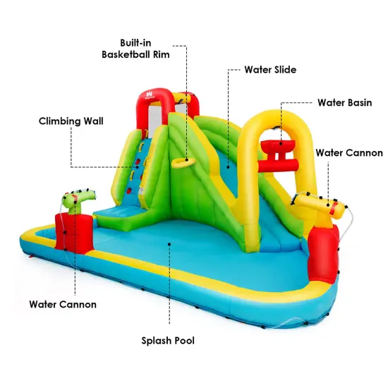 Costway Inflatable Water Slide Kids Splash Pool Bounce House without Blower {3}