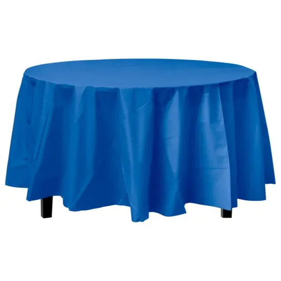 Exquisite Disposable Round Plastic Tablecloths &ndash; 6 Pack 84" Disposable Table Cloths &ndash; Indoor/Outdoor Party Tablecloth &ndash; Round Plastic Table Cover for Events & Party Supplies Dark Blue {6}