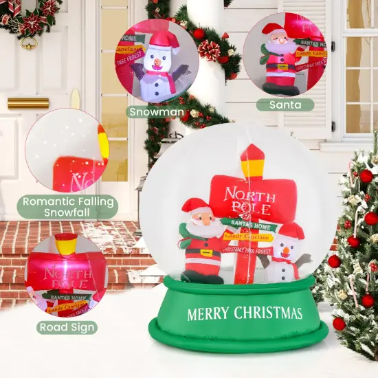 Costway 4 FT Christmas Inflatable Santa Snow Globe Light Up Crystal Ball with Snowman {4}