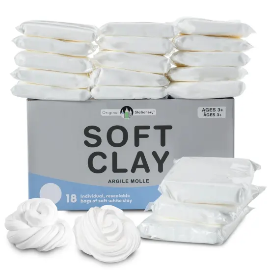 Original Stationery Soft Clay for Slime, XL White Modeling Clay for Art Crafts & Slime Fun, Add to Glue & Shaving Foam to Make Butter Slimes, 4lbs/1800 Grams, Ages 3-14 {1}