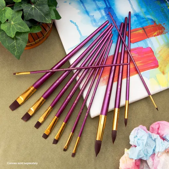 RSET-9315 | 12pc Burgundy Taklon Long Handle Variety Brush Set {4}