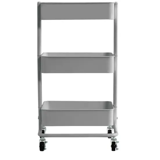 artPOP! 3-Tier Metal Utility Rolling Cart, Grey, 32 x 17 x 14.5 Inches, Multifunctional Mesh Tray Organization Cart with Locking Casters for School Supplies, Art Studio, Craft Supplies, Home Storage {3}