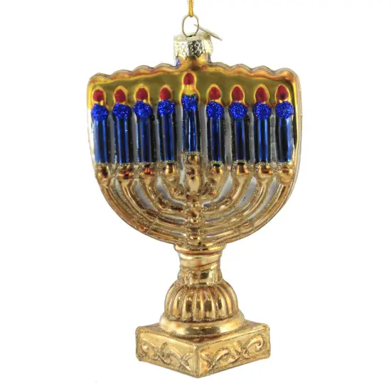 Noble Gems 5.0 Inch Menorah Tree Ornament , Celebration Lights Tabernacle Gold {1}