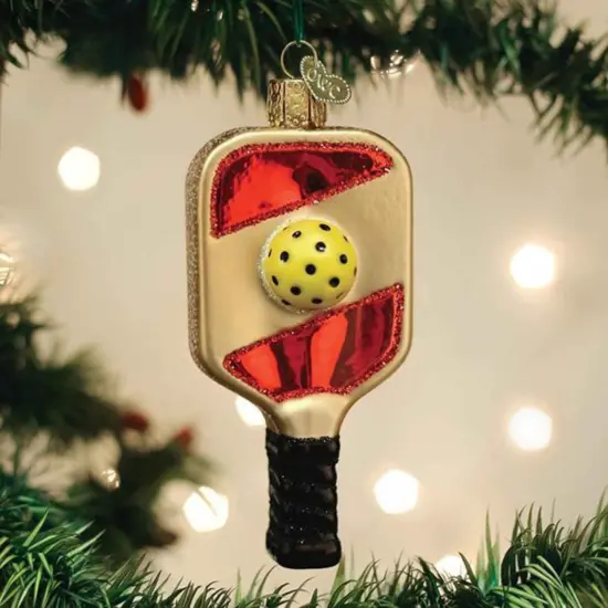 Old World Christmas 3.75 In Pickleball Paddle Christmas Tree Ornament , Backyard Game Gold {3}