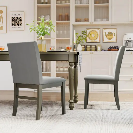 Costway Upholstered Dining Chairs Set of 2/4 with Rubber Wood Legs Padded Seat & High Back {4}