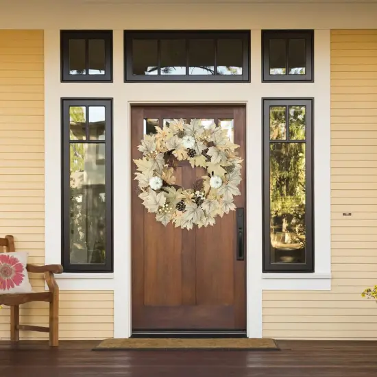 Realistic Fall Wreath with Lights {4}