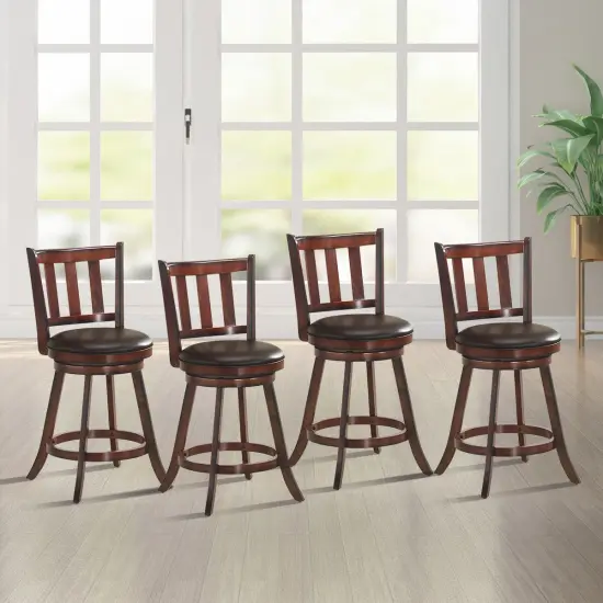Costway Set of 4 25'' Swivel Bar stool Leather Padded Dining Kitchen Pub Bistro Chair {3}
