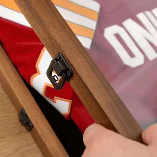 HBCY Creations Jersey Display Case - Solid Wood with UV Treated Acrylic Window - Anti-Theft Lock with 2 Keys - For All Types of Jerseys Black {12}