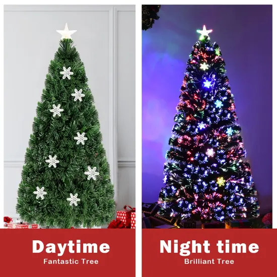 Costway 3/4/5/6 FT Pre-Lit Fiber Optic Artificial Christmas Tree with Multicolor Led Lights {5}