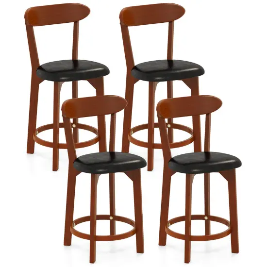 Costway 23.5" Bar Stool Set of 2/4 with Curved Backrest & Footrest Counter Height Stools {1}