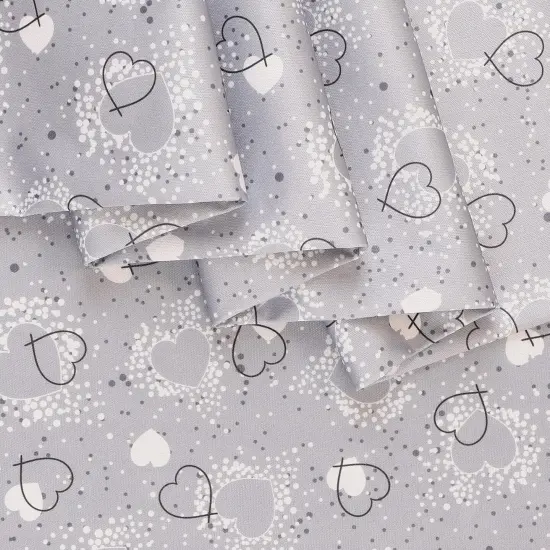 Mook Fabrics Hearts Adored Printed PUL Fabric [60 in. Wide] - By The Yard Grey {2}