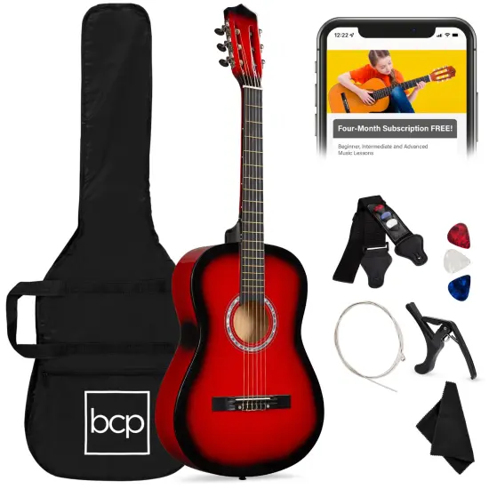 Best Choice Products 38in Beginner Acoustic Guitar Starter Kit w/ Gig Bag, Strap, Strings Redburst {1}