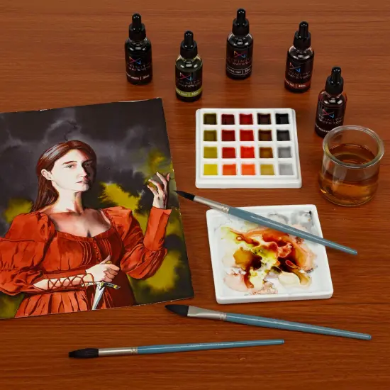 Artfinity Liquid Watercolor Paint 30 ml Bottle - 3 Pack, Burnt Sienna - Vibrant Dye-Based Liquid Watercolor w/ Glass Pipette, Fast-Drying, Fine Art Paint for Calligraphy, Airbrushing & Traditional Art {4}