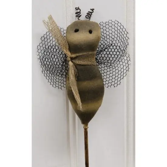 Adorable Stuffed Bee with Fabric and Mesh Wings, Rustic Burlap Scarf Perfect for Gift-Giving {1}