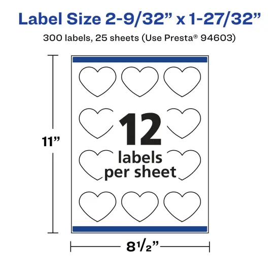 Avery Glossy Clear Heart Labels with Sure Feed, 2-9/32" x 1-27/32" {5}