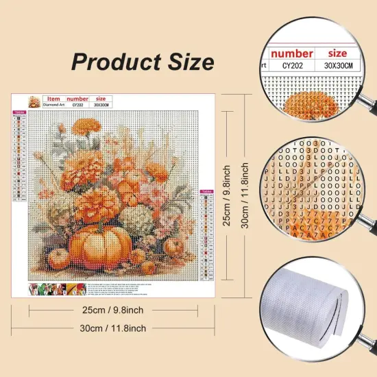 12&times;12inch - Autumn Pumpkin Diamond Painting Kits for Adults {2}