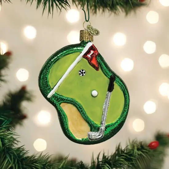 Old World Christmas 4.0 Inch Putting Green Christmas Tree Ornament , Ornament Flag Club Golf Ball {3}