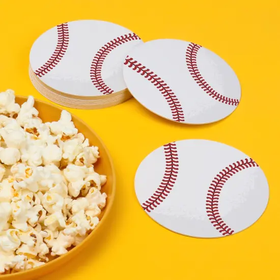 Big Dot of Happiness 25 Ct Baseball Drink Coasters, 4-Inch Disposable Round Paper Coasters for Birthday Party, Cocktail Table Decor for Bar Drinks {3}