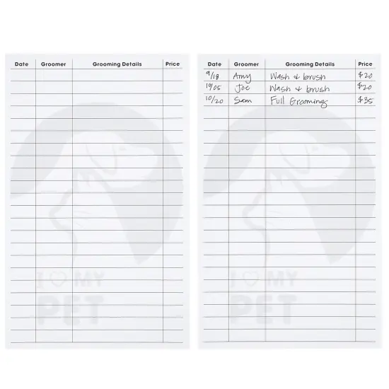 Juvale 100-Pack Pet Grooming Cards, Customer Information Cards - 8 x 5 Inches Cat or Dog Grooming Client Card and Contact Profile Extender, Pet Info Record Clip Card for Groomers {6}