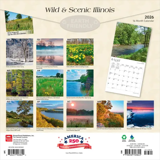 Illinois Wild & Scenic | 2026 12 x 24 Inch (Hanging) Monthly Square Wall Calendar | Plastic-Free {2}