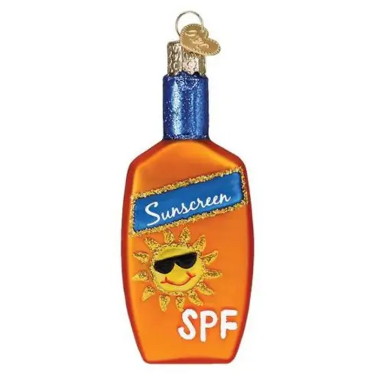 Old World Christmas 4.0 Inch Sunscreen Christmas Tree Ornament , Spf Fun Sun Beach Orange {1}