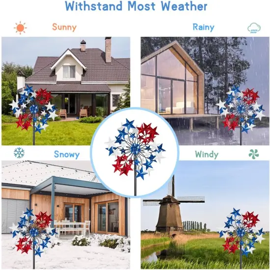 Outdoor Wind Spinner - Patriotic Metal Garden Spinners- Wind Sculptures July 4th Decorations for Garden {5}