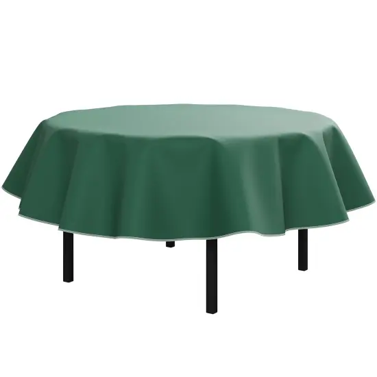 Exquisite Vinyl Tablecloth &ndash; 70" Round &ndash; Pack of 1 &ndash; Round Plastic Table Cover with Flannel Backing &ndash; Reusable & Waterproof Tablecloth for Parties and Events Dark Green {2}