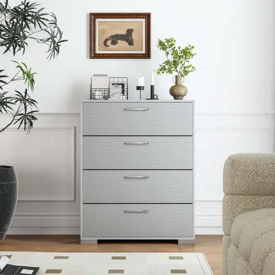 Costway 4 Drawer Storage Cabinet with Metal Legs & Handles Anti-Toppling Devices Gray/White {12}