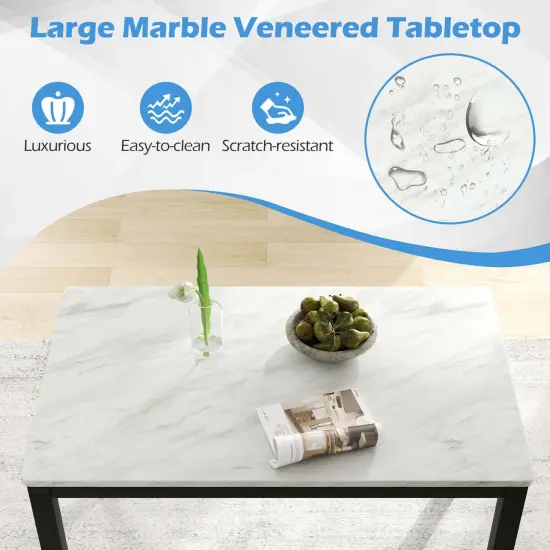 Costway Dining Table 45" Rectangular Mid Century Kitchen Table with Faux Marble Tabletop {6}
