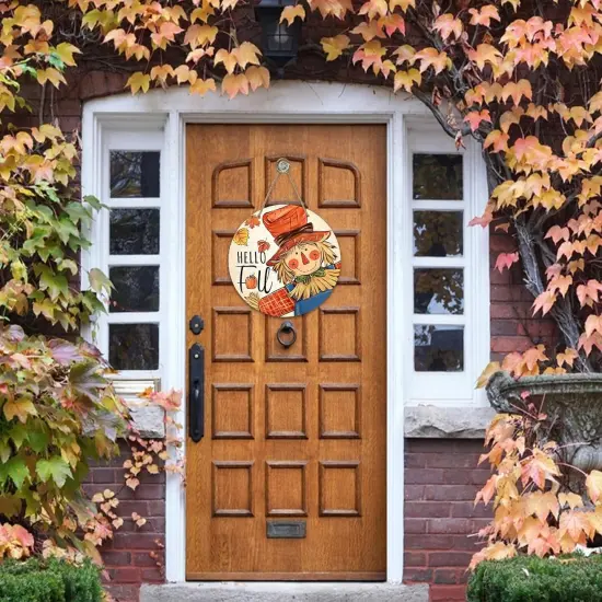 Hello Fall Scarecrow Porch Sign {4}