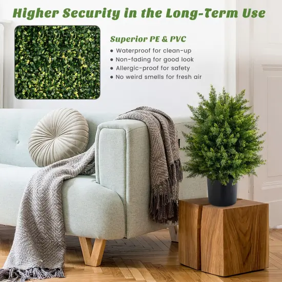 Costway 22'' Artificial Cedar Topiary Ball Tree 2-Pack Faux Shrub Bush Trees for Decor {6}