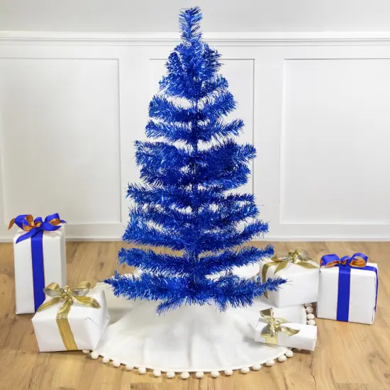 Northlight Artificial Tinsel Christmas Tree - 3' - Deep Blue - Unlit {1}