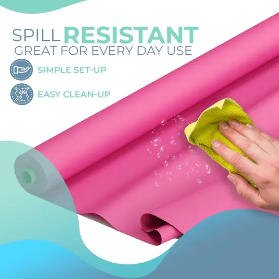 Exquisite Plastic Table Cover Roll &ndash; 40" x 300' Disposable Tablecloth Roll &ndash; Premium Thick 0.5 MIL Plastic Banquet Roll &ndash; Party Table Cover Roll for Events & Catering Hot Pink {3}