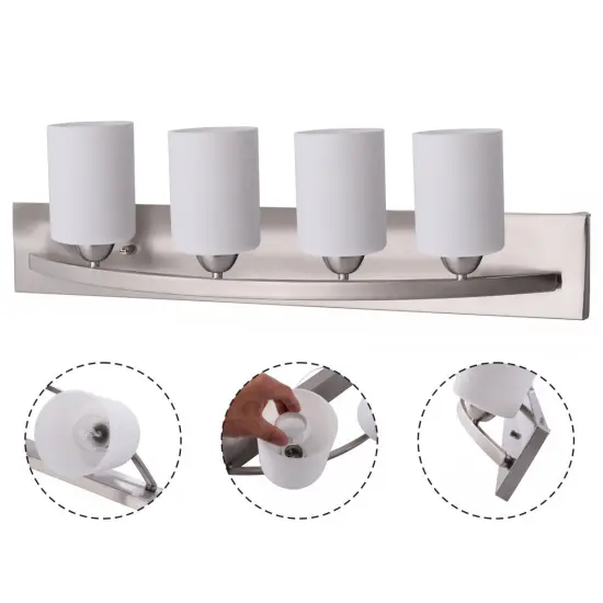 Costway 4 Light Glass Wall Sconce Modern Pendant Lampshade Fixture Vanity Metal Bathroom {1}