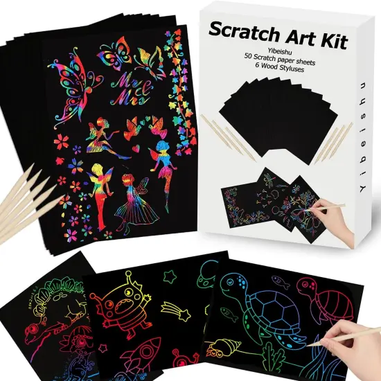 Rainbow Magic Scratch Off Paper Black Scratch Sheets {1}