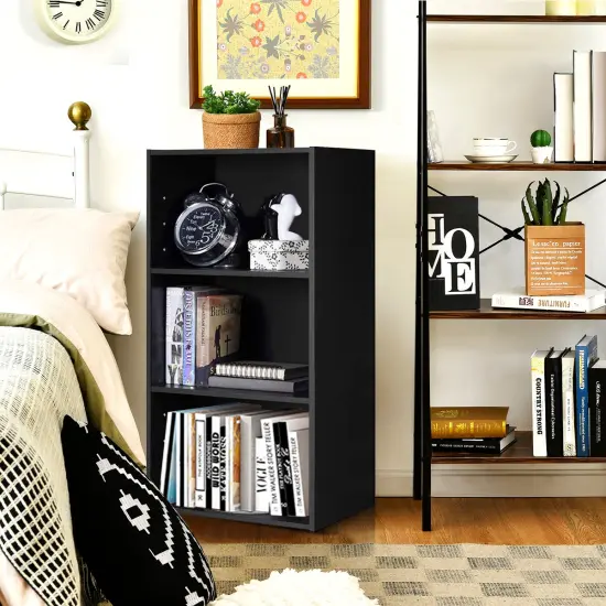 Costway 3 Open Shelf Bookcase Modern Multi-functional Storage Display Cabinet Black {4}