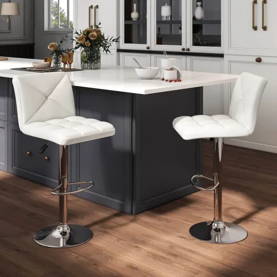 Costway Modern Bar Stools Set of 2 PU Leather Upholstered Swivel Counter Stools with Back Black/Brown/White {2}