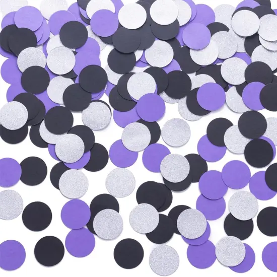 Purple Black and Silver Confetti Table Decoration -Silver,Purple,Black {4}