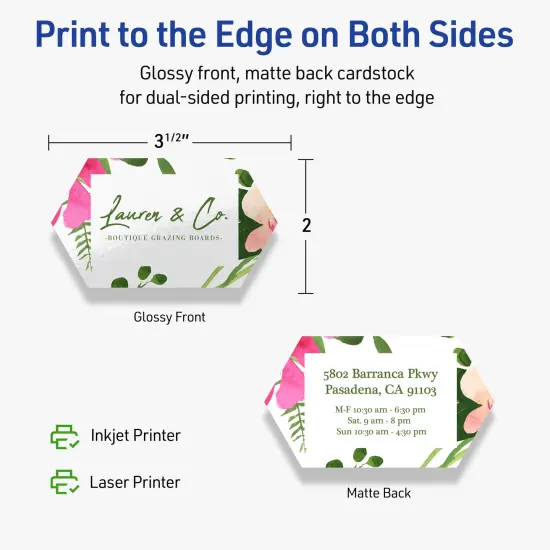 Avery Printable Geo Business Cards, Sure Feed Technology, 2" x 3-1/2", Glossy White Cardstock, Print-to-The-Edge, Laser/Inkjet Printable, 80 Total {12}