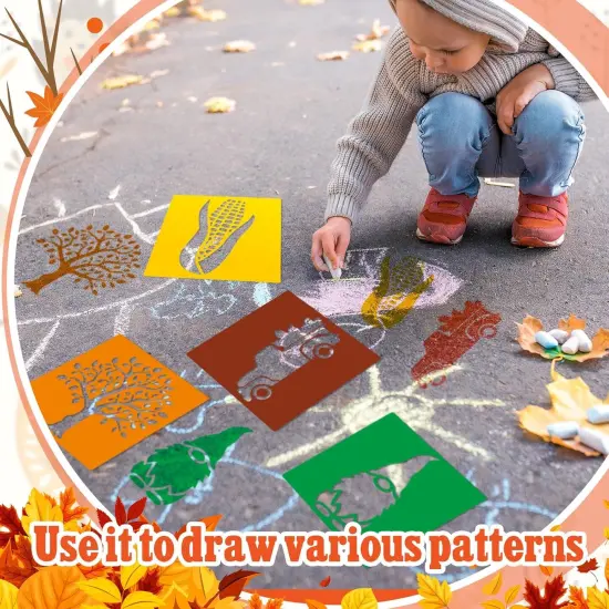 24 Pcs Fall Stencil Set 8 x 8 Inch Plastic Drawing Painting {4}