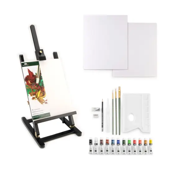 REA5743 | essentials™ 23pc Black Series Oil Paint H-Frame Easel Art Set {3}