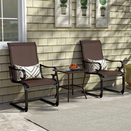 Costway Set of 2 Patio Chairs C-Spring Motion Chairs with Quick-drying & Breathable Fabric {2}